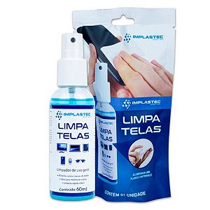Limpa Tela para Monitores, Notebook e Lcd 60ml Acompanha Flanela - Implastec - PALT0030CX - PALT0030CX