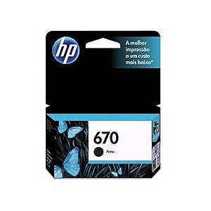 Cartucho de Tinta HP 670 Preto Original - CZ113AB - 250 páginas para 4615, 4625, 3525, 5525 - CZ113AB