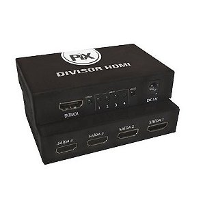 Splitter com 1 Entrada HDMI e 4 Saídas HDMI 3D PIX - 075-0812 - 075-0812