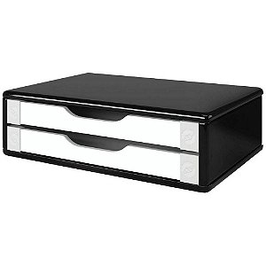 Suporte para Monitor MDF 2 Gavetas Preto com Branco Souza - 3348 - 3348