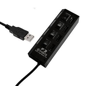 Hub USB 2.0 4 Portas Chaveada com LED F3 - 605 - 605