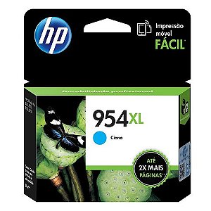 Cartucho de Tinta HP 954XL Cyan Original - L0S62AB - 1.600 páginas para 7740, 7720, 8710, 8720, 8730, 8210, 7740, 7720, 8710, 8720, 8730, 8210 - L0S62AB