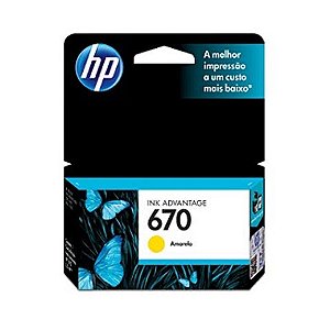 Cartucho de Tinta HP 670 Amarelo Original - CZ116AB - 300 páginas para 4615, 4625, 5525 - CZ116AB