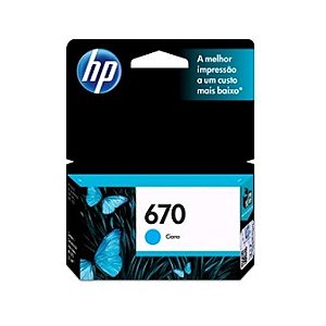 Cartucho de Tinta HP 670 Cyan Original - CZ114AB - 300 páginas para 4615, 4625, 3525, 5525 - CZ114AB