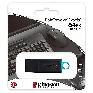 Pen Drive Kingston 64GB USB 3.2 - DTX/64GB - DTX/64GB