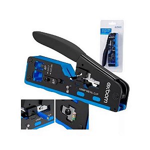 Alicate para Crimpar Exbom RJ11/RJ12/RJ45 Multi-Função CAT.7/CAT.6E/CAT5E de Passagem - FRM-ACN702 - 4238 - FRM-ACN702 - 4238
