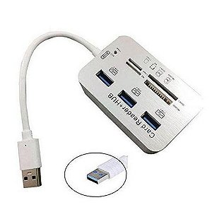 Hub USB 3.0 3 Portas + Leitor de Cartão F3 - 602 - 602