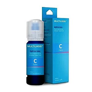 Tinta para Cartucho Epson Ciano - T504/544 Multilaser - 6.000 páginas para T504120, T504220, T504320, T504420, T544120, T544220, T544320 - AL - RF028