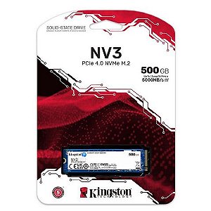 SSD 500 GB M2-NVME PCI-e 4.0 2280 Kingston SNV3S/500G Leitura 5000 MBPS Gravação 3000 MBPS - SNV3S/500G