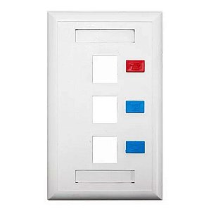 Espelho para Caixa 4x2 para 3 Keystones Branco Seccon SecLan - K-GL-1218C - K-GL-1218C