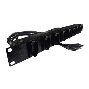 Régua para Rack 19'' com 8 Tomadas 10A 2P+T com Cabo de 1,5 Metros 19 Polegadas Preto Fibra Metal - CE810PT - CE810PT