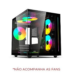Gabinete Gamer C3tech Aquarius sem Cooler Fan e sem Fonte Lateral e Frente em Vidro Temperado Preto - MT-G810BK - MT-G810BK