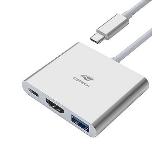 Conversor USB Type-C 3.1 Macho para HDMI 4K, USB 3.0 e Type-C C3tech - HU-D10SI - HU-D10SI
