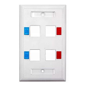 Espelho para Caixa 4x2 para 4 Keystones Branco Seccon SecLan - K-GL-1218D - K-GL-1218D
