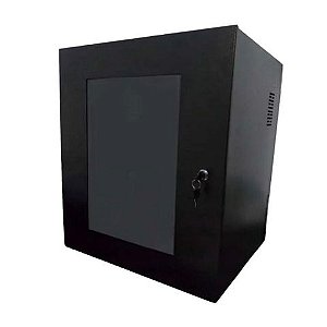 Mini-Rack Parede 12U x 470mm 19POL Preto Fibra Metal - MR12X470 - MR12X470
