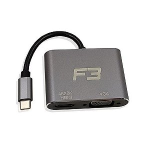 Conversor USB Type-C 3.1 Macho para HDMI 4K, VGA F3 - 1048 - 1048
