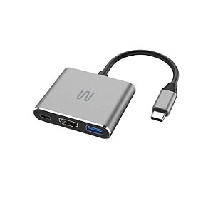 Conversor USB Type-C 3.0 Macho HDMI 4K, USB 3.0 e Type-C Multi Prata - AC446 - AC446