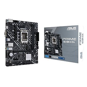 Placa Mãe Asus Prime H610M-K D4 para Intel LGA-1700-G12 Memória DDR4 Som Vídeo e Rede - PRIME H610M-K D4