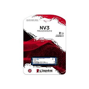 SSD 2.0 TB M2-NVME PCI-e 4.0 2280 Kingston SNV3S/2000G Leitura 6000 MBPs Gravação 5000 MBPS - SNV3S/2000G