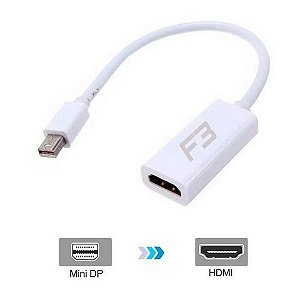 Conversor Mini DisplayPort Macho para HDMI Fêmea Branco F3 - 259 - com Cabo de 15cm - 259