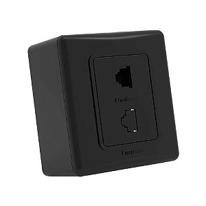 Caixa Sobrepor 1 Keystone RJ11 Linha E Preto Enerbras - 346-E/CPP - 346-E/CPP
