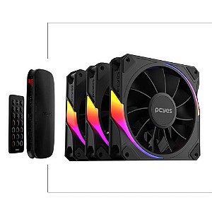 Kit Cooler com 3 Fans ARGB Pcyes 120x120x25mm com Controle e Controladora - K3ARGBSF3BR - K3ARGBSF3BR