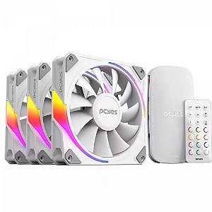 Kit Cooler com 3 Fans ARGB Pcyes 120x120x25mm com Controle e Controladora - K3ARGBSF3WGBR - K3ARGBSF3WGBR