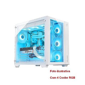 Gabinete Gamer Zeus Pro Glass sem Fonte com 4 Cooler Branco RGB Liketec - LC-CB3X3 - ZEUS - 2121 - LC-CB3X3 - ZEUS - 2121