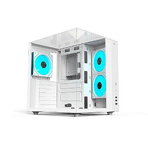Gabinete Gamer C3tech Aquarius sem Cooler Fan e sem Fonte Lateral e Frente em Vidro Temperado Branco - MT-G950WH - MT-G950WH