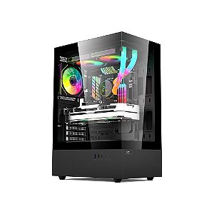 Gabinete Gamer C3tech Aquarius sem Cooler Fan e sem Fonte Lateral e Frente em Vidro Temperado Preto - MT-G860BK - MT-G860BK