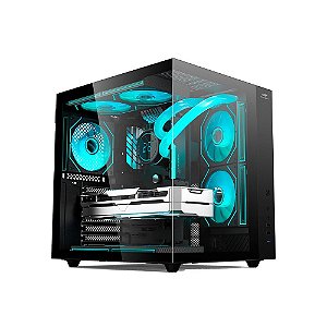 Gabinete Gamer C3tech Aquarius sem Cooler Fan e sem Fonte Lateral e Frente em Vidro Temperado Preto - MT-G920BK - MT-G920BK