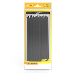 Abraçadeira Plástica Enerbras 2,5 x 200mm Preto A25-E200P - Pacote com 100 Unidades - A25-E200P