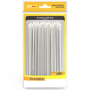Abraçadeira Plástica Enerbras 2,5 x 150mm Branco A25-E150 - Pacote com 100 Unidades - A25-E150