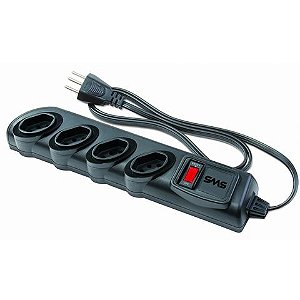 Filtro de Linha SMS com 4 Tomadas 10A 3 Pinos 1,3 Metros Preto com Circuit Breaker - 62328 - 62328