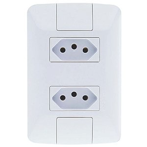 Tomada 2 Pinos + Terra 10A Aria Dupla com Espelho 4x2 Branco Tramontina - 57241/065 - 57241/065