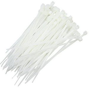 Abraçadeira Plástica Force Line 3,6 x 200mm Branco 0600050010 - Pacote com 100 Abraçadeiras - 0600050010
