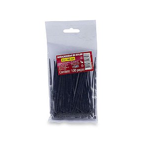 Abraçadeira Plástica Force Line 2,5 x 100mm Preto 0600500001 - Pacote com 100 Unidades - 0600500001