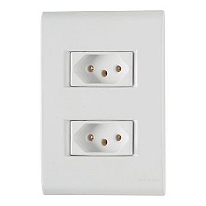 Tomada 2 Pinos + Terra 10A Liz Dupla com Espelho 4x2 Tramontina Branco - 57170/065 - 57170/065