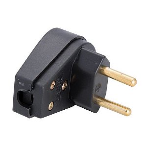 Plug Macho Angular Tramontina 2 Pinos Redondo 10A Preto - 57403/008 - Unitário - 57403/008