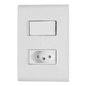 Interruptor 1 Simples 10A Tramontina Liz 57170/264 com 1 Tomada 10A + Espelho 4x2 Branco - 57170/264
