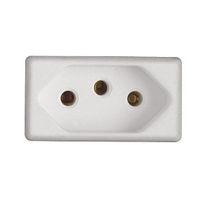 Tomada modulo 2 Pinos + Terra 10A Tramontina Liz, Lux2, Giz, Tablet, Lizflex, Plastibox Branco - 57115/030 - 57115/030