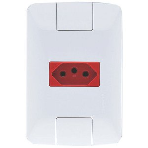 Tomada 2 Pinos + Terra 20A Aria com Espelho 4x2 Branco e Vermelho Tramontina - 57241/015 - 57241/015