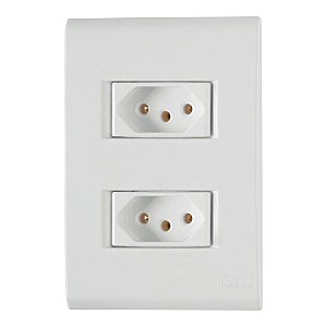 Tomada 2 Pinos + Terra 20A Liz Dupla com Espelho 4x2 Branco Tramontina - 57170/066 - 57170/066