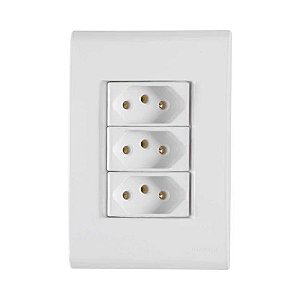 Tomada 2 Pinos + Terra 20A Liz Tripla com Espelho 4x2 Branco Tramontina - 57170/079 - 57170/079
