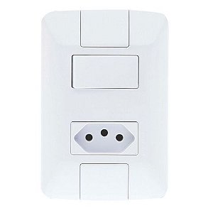 Interruptor 1 Simples 6A Tramontina Aria 57241/064 com 1 Tomada 10A + Espelho 4x2 Branco - 133299 - 57241/064