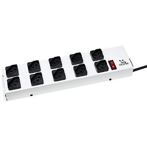 Filtro de Linha Lacerda com 10 Tomadas 3 Pinos 1,20 Metros de Metal Branco - 250120010-M00 - 250120010-M00