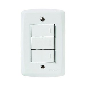 Interruptor 3 Simples 10A Lux2 Tramontina com Espelho 4x2 Branco Tramontina - 57145/070 - 57145/070
