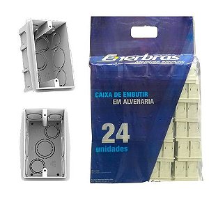 Caixa de Embutir 4X2 PVC Branco Enerbras - 091-EB - Pacote com 24 Caixas de Embutir - 091-EB