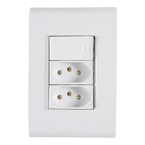 Interruptor 1 Simples 10A Tramontina Liz 57170/086 com 2 Tomada 20A + Espelho Branco - 57170/086