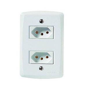 Tomada 2 Pinos + Terra 20A Lux2 Dupla com Espelho 4x2 Branco Tramontina - 57145/266 - 134257 - 57145/266